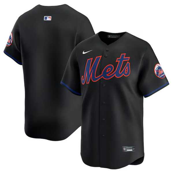 Mens New York Mets Blank 2024 Black Alternate Limited Stitched Baseball Jersey Dzhi